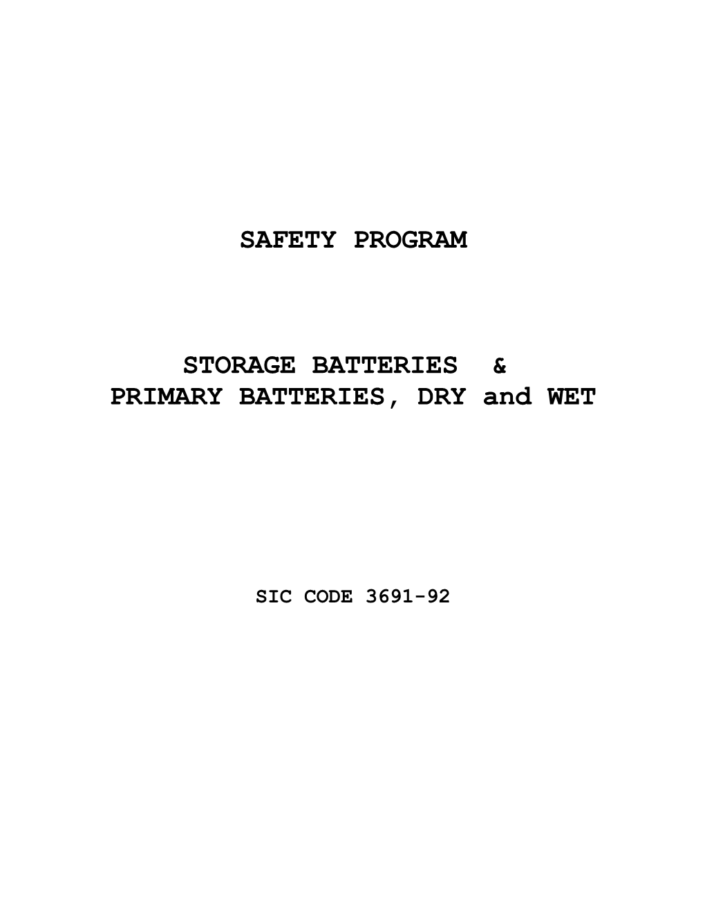 Storage Batteries Safety Program