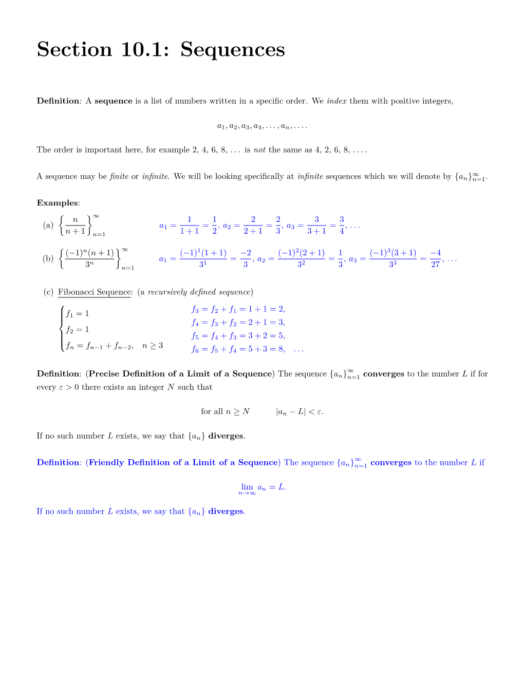 Section 10.1: Sequences