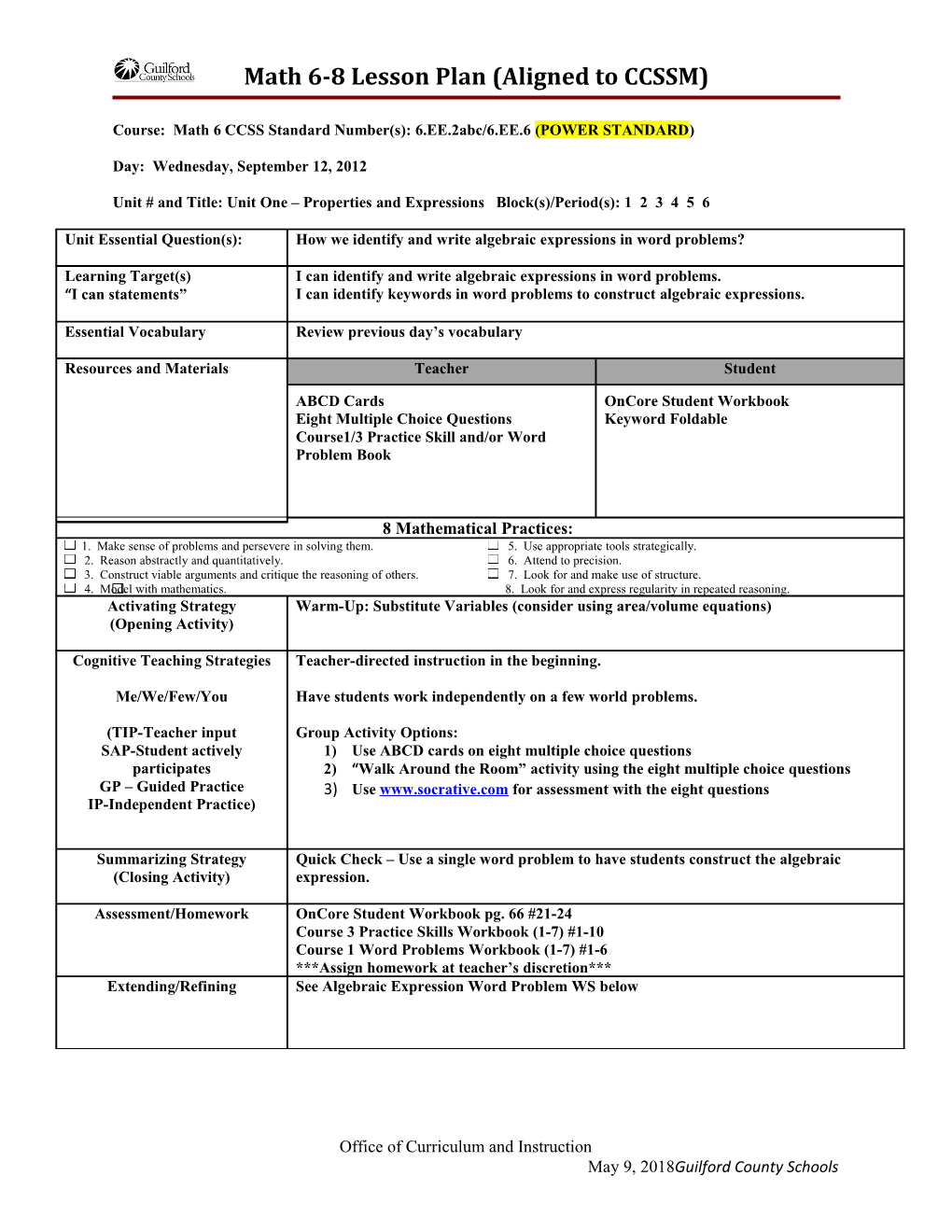 Balanced Literacy Lesson Plan s1