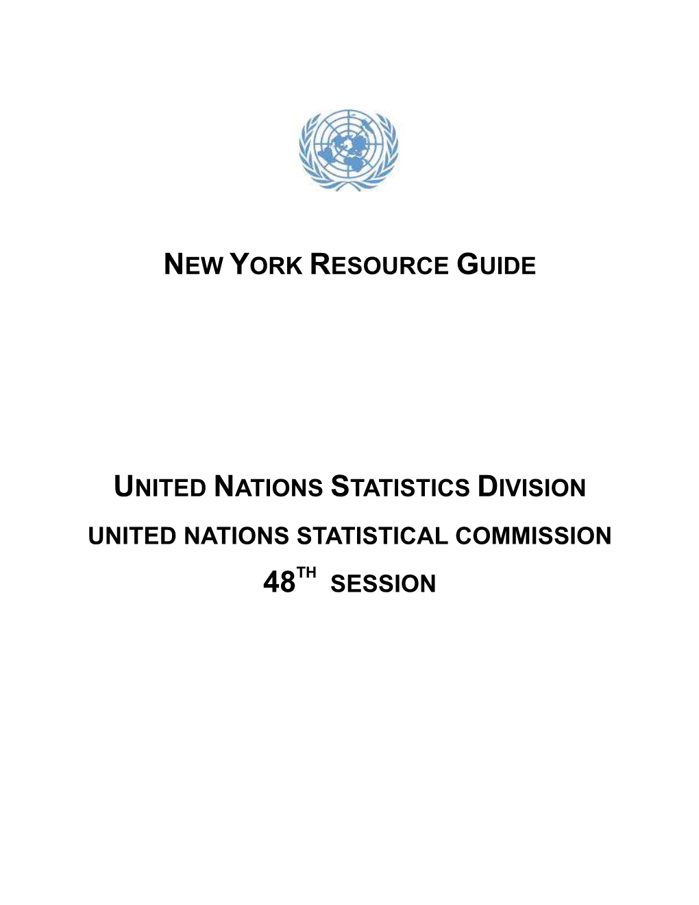 New York Resource Guide United Nations Statistics Division