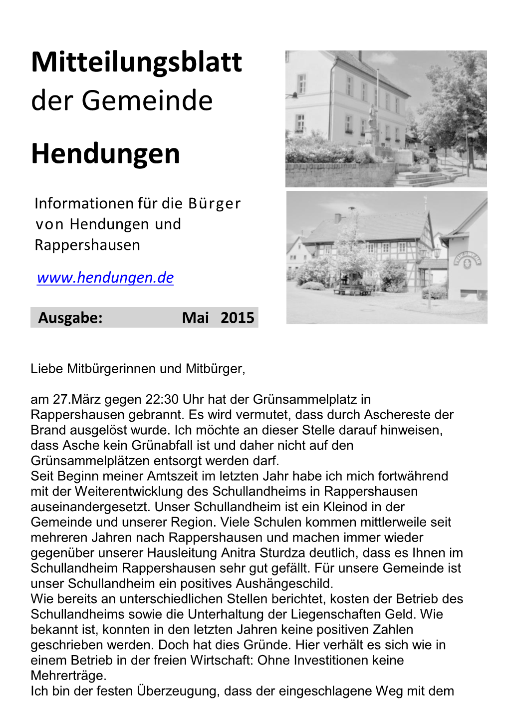 Mitteilungsblatt Der Gemeinde Hendungen