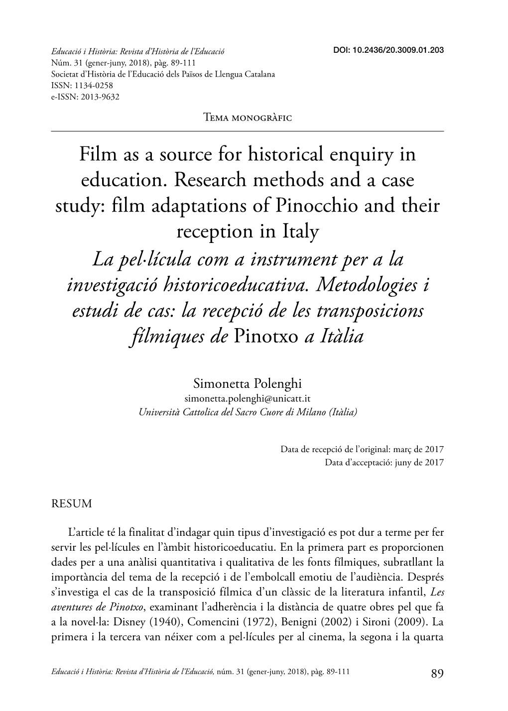 Film As a Source for Historical Enquiry in Education. Research