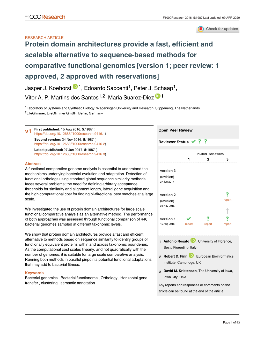 Protein Domain Architectures Provide a Fast, Efficient and Scalable