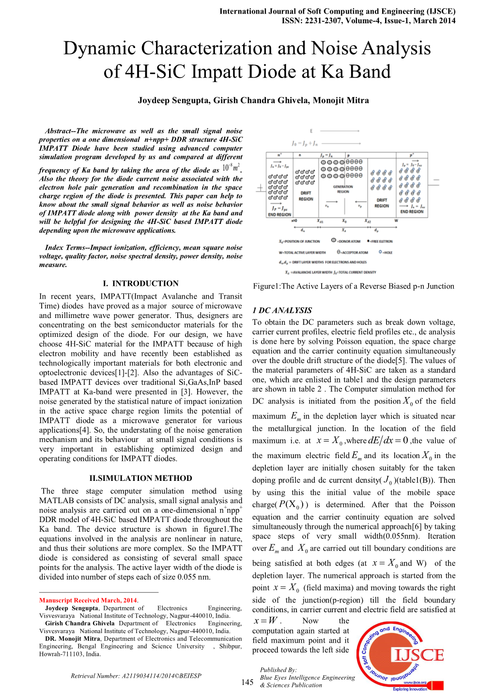 Dynamic Characterization and Noise Analysis of 4H-Sic Impatt Diode at Ka Band