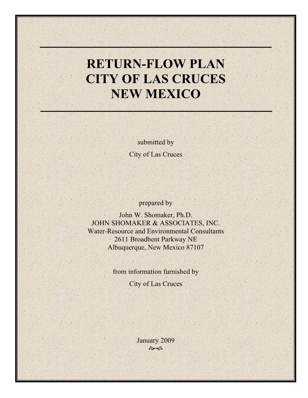 Return-Flow Plan City of Las Cruces New Mexico