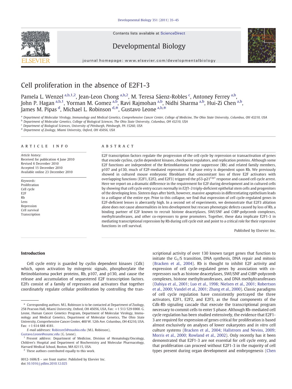 Cell Proliferation in the Absence of E2F1-3