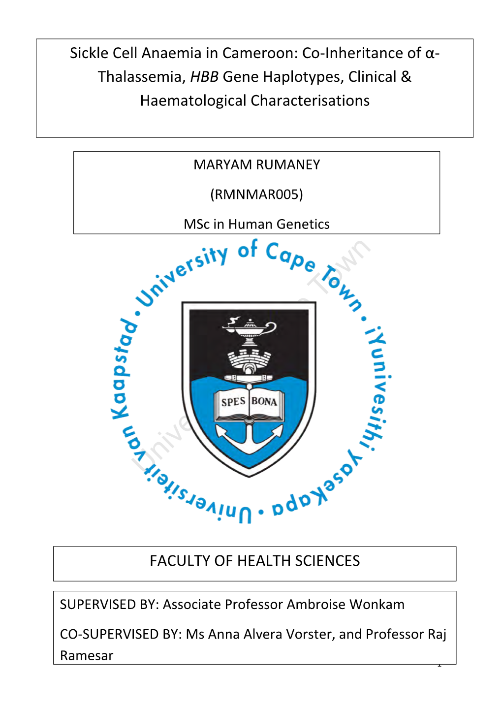 Sickle Cell Aneamia in Cameroon