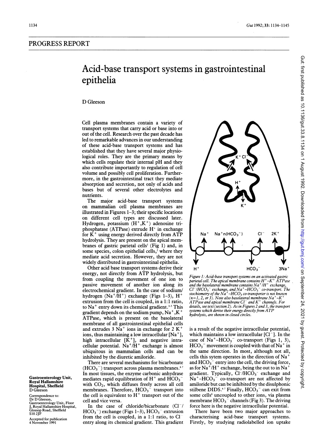 Acid-Base Transport Systems in Gastrointestinal Epithelia