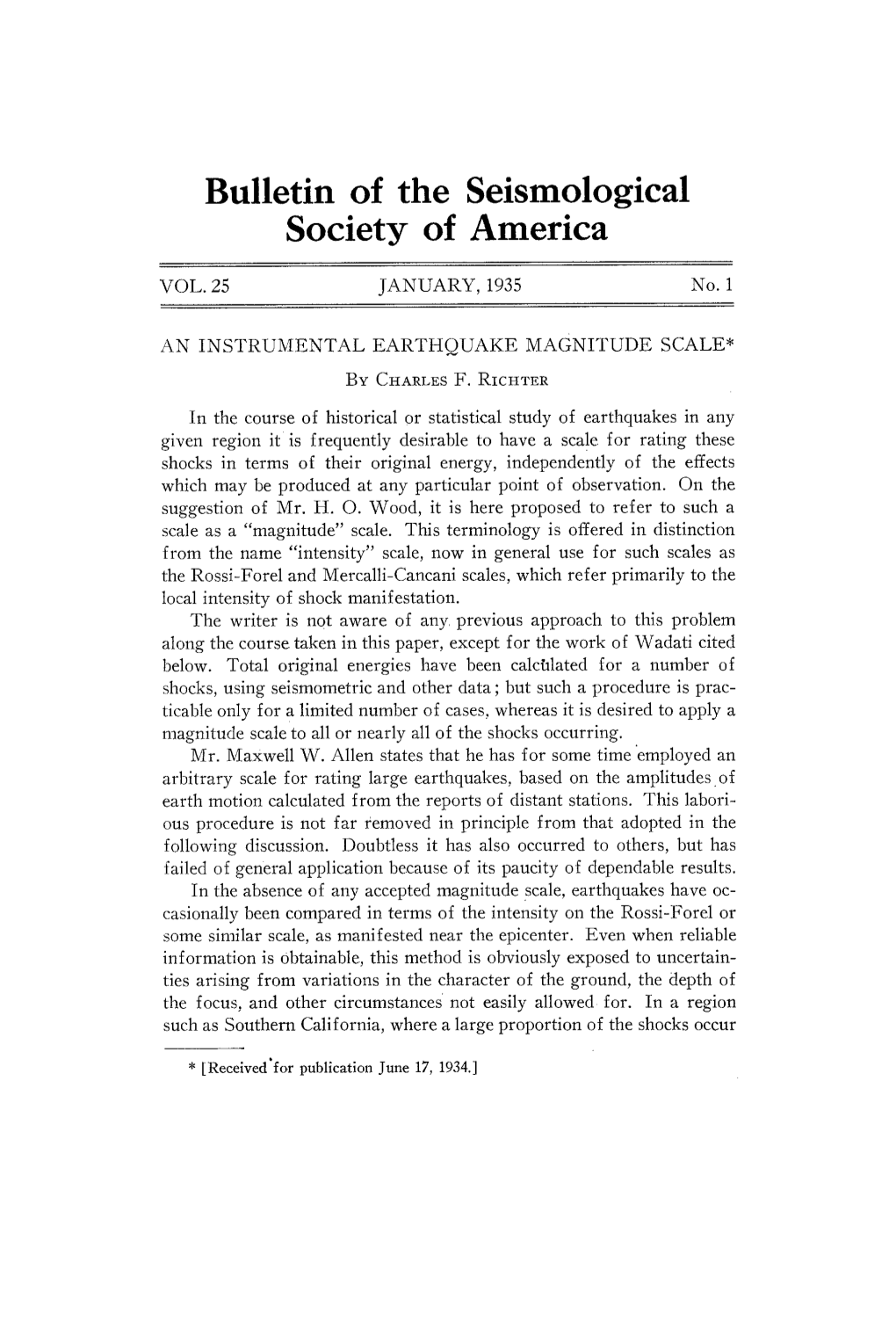 Bulletin of the Seismological Society of America