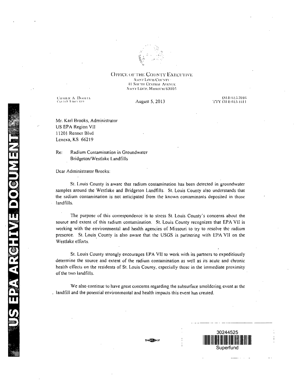 Letter Regading Radium Contaminiation in Groundwater