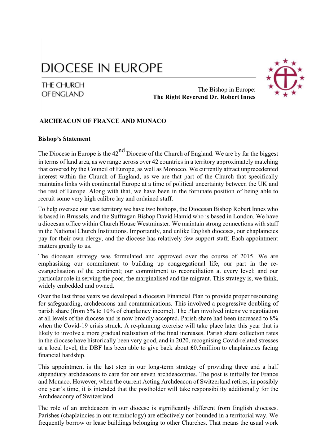 Archdeacon of France Needs to Be Able to Guide Clergy and Congregations Living at the Inter-Section of Anglophone and French Culture