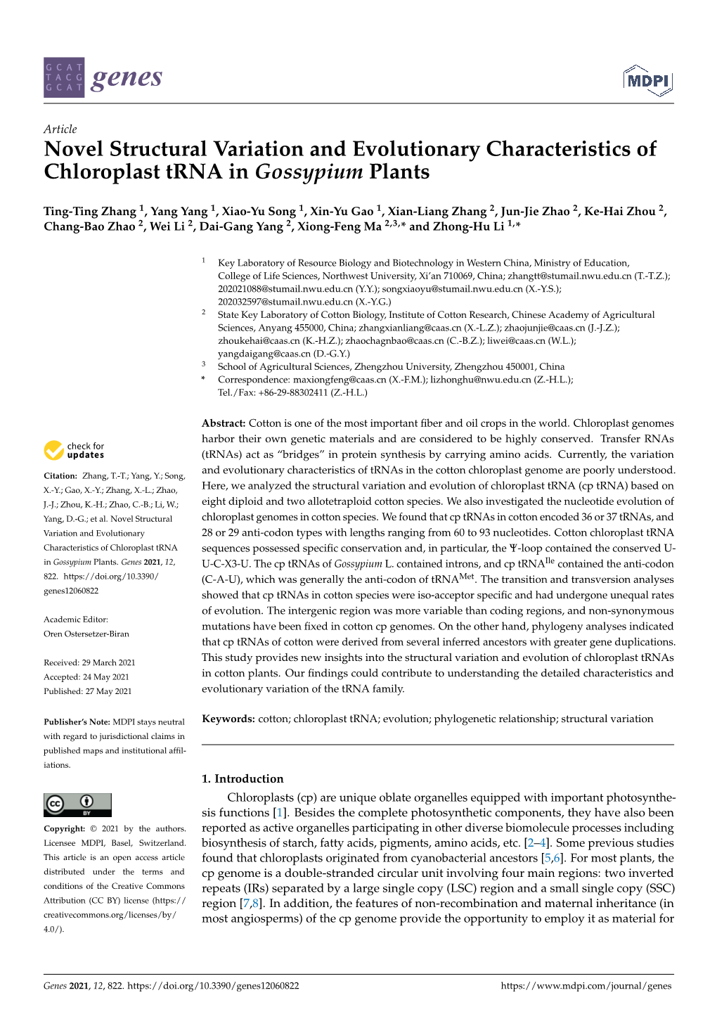 Downloaded the 10 Cotton Cp Genomes (8 Diploid and 2 Allotetraploid Species: Gossypium Arboreum L., G