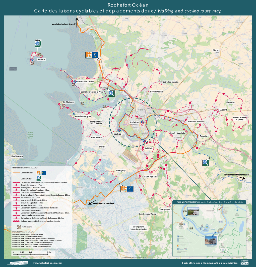 Rochefort Océan Carte Des Liaisons Cyclables Et Déplacements Doux / Walking and Cycling Route Map