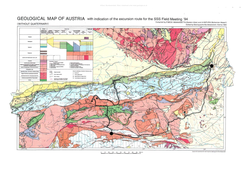 GEOLOGICAL MAP of AUSTRIA with Indication of The