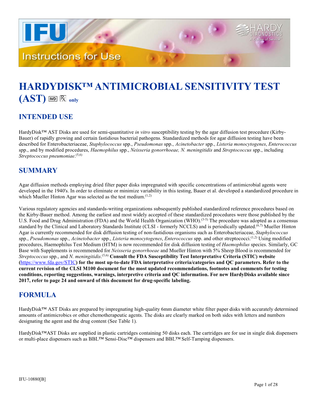 Disk Diffusion Susceptibility Test Procedure