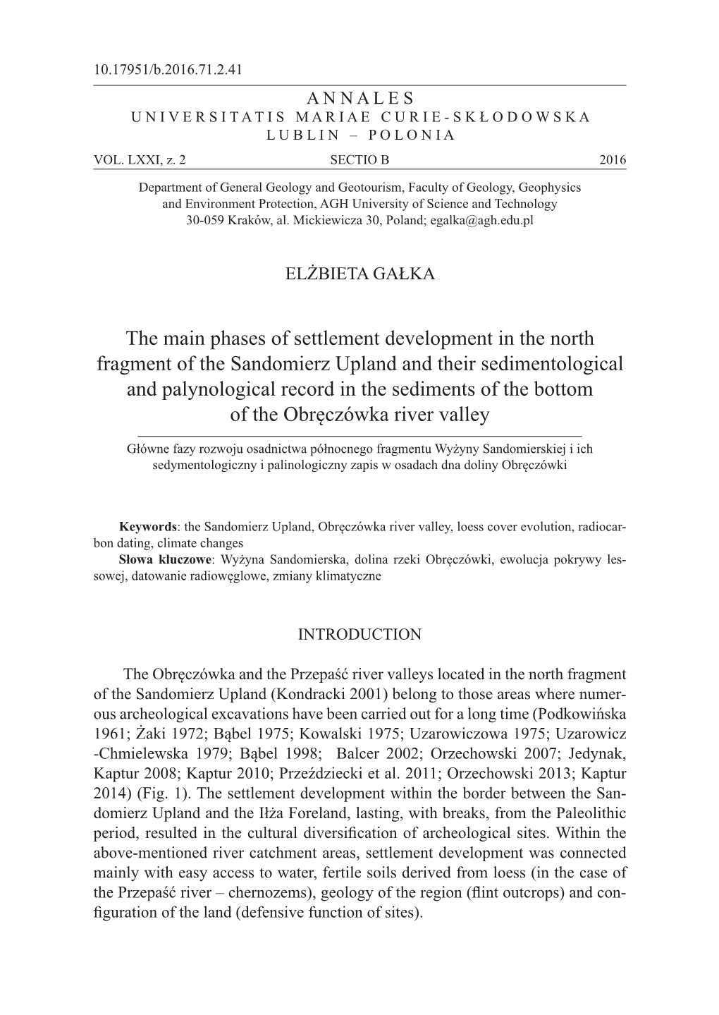 The Main Phases of Settlement Development in the North Fragment