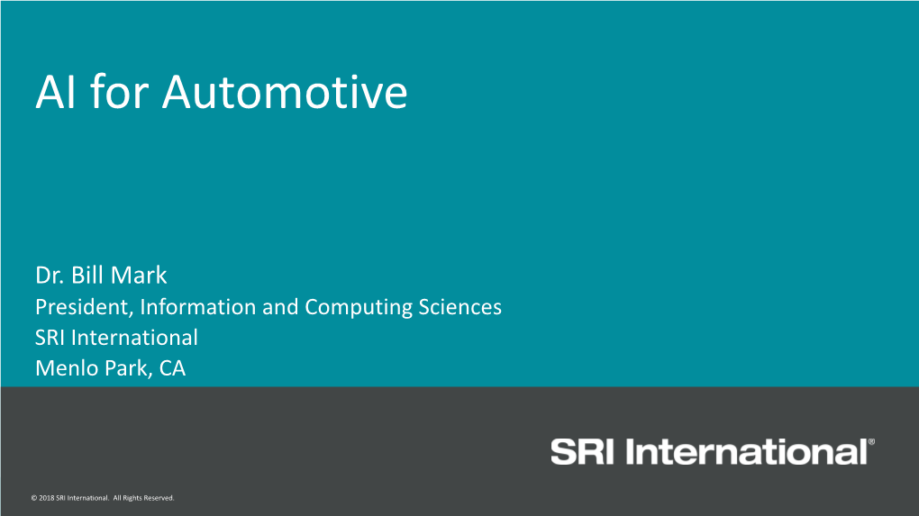 AI for Automotive 150218