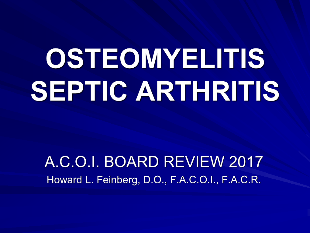 Osteomyelitis Septic Arthritis