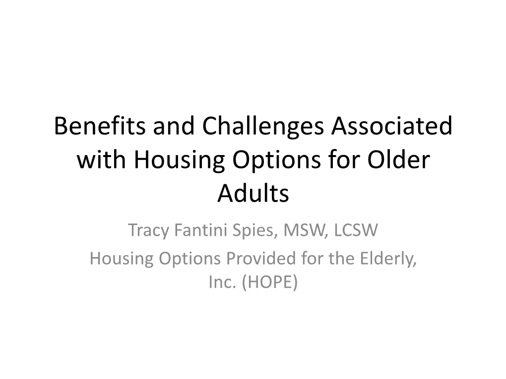 Challenges for Older Adults in Independent Living
