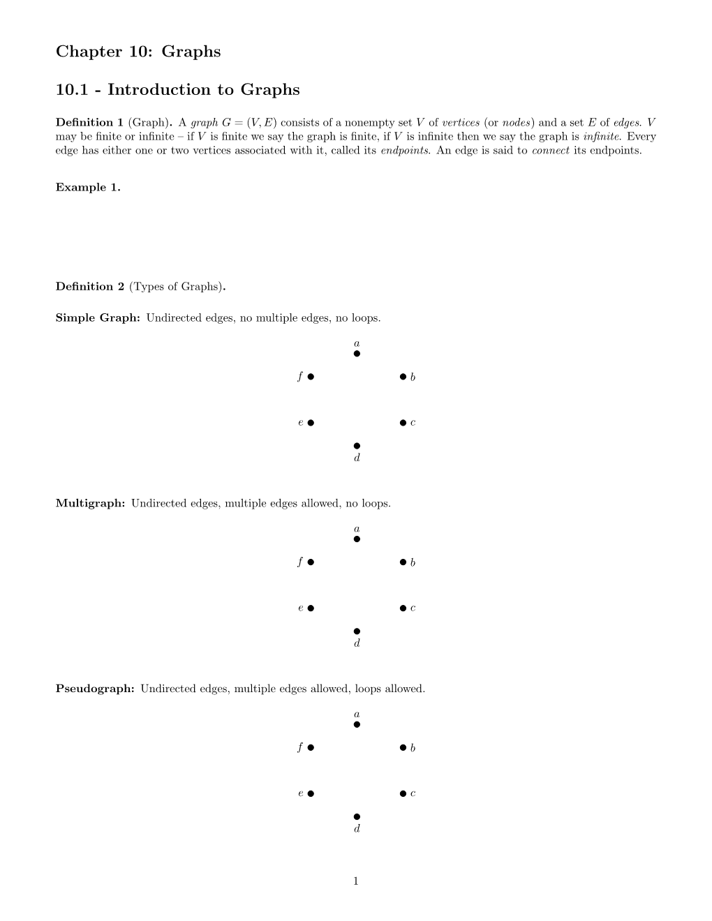 Chapter 10: Graphs 10.1