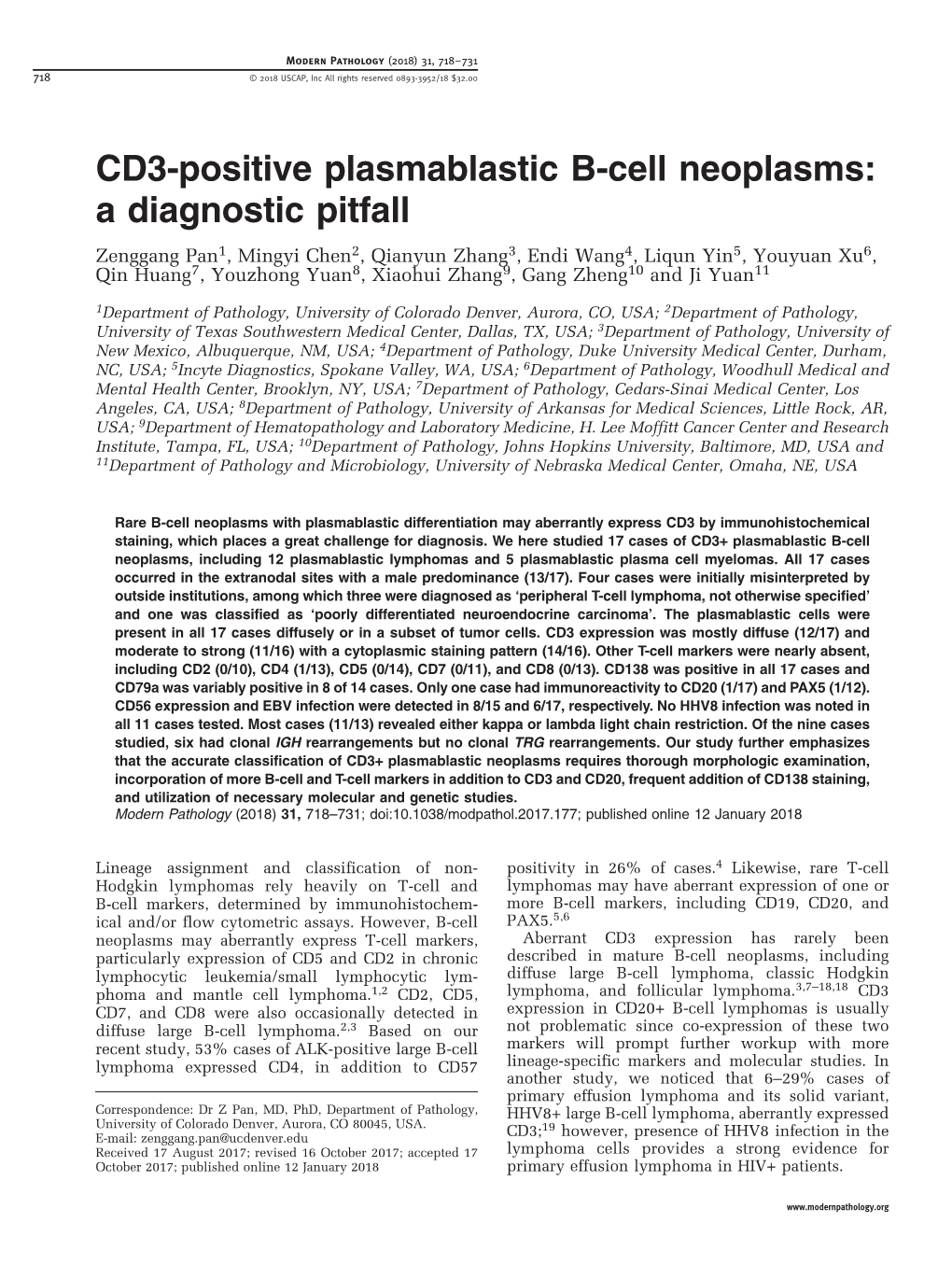 CD3-Positive Plasmablastic B-Cell Neoplasms