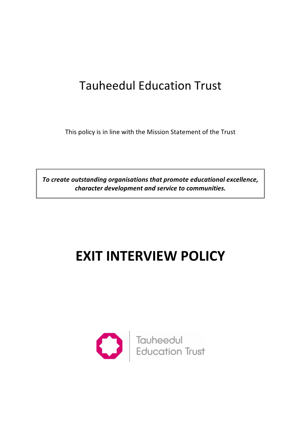 Star Education Trust Exit Interview Policy