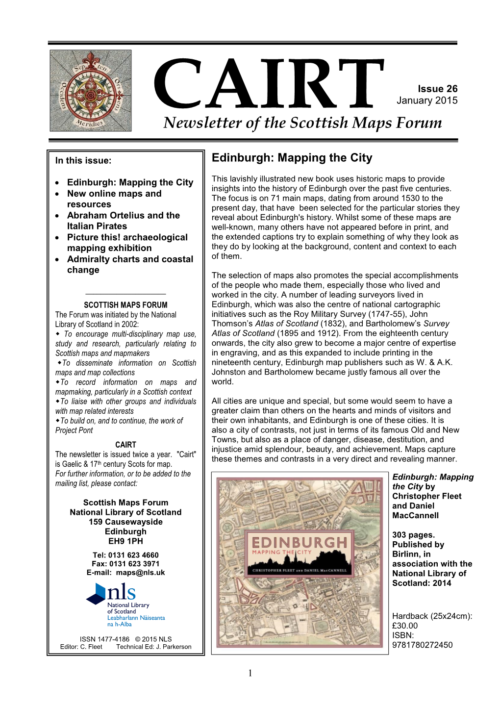 Newsletter of the Scottish Maps Forum