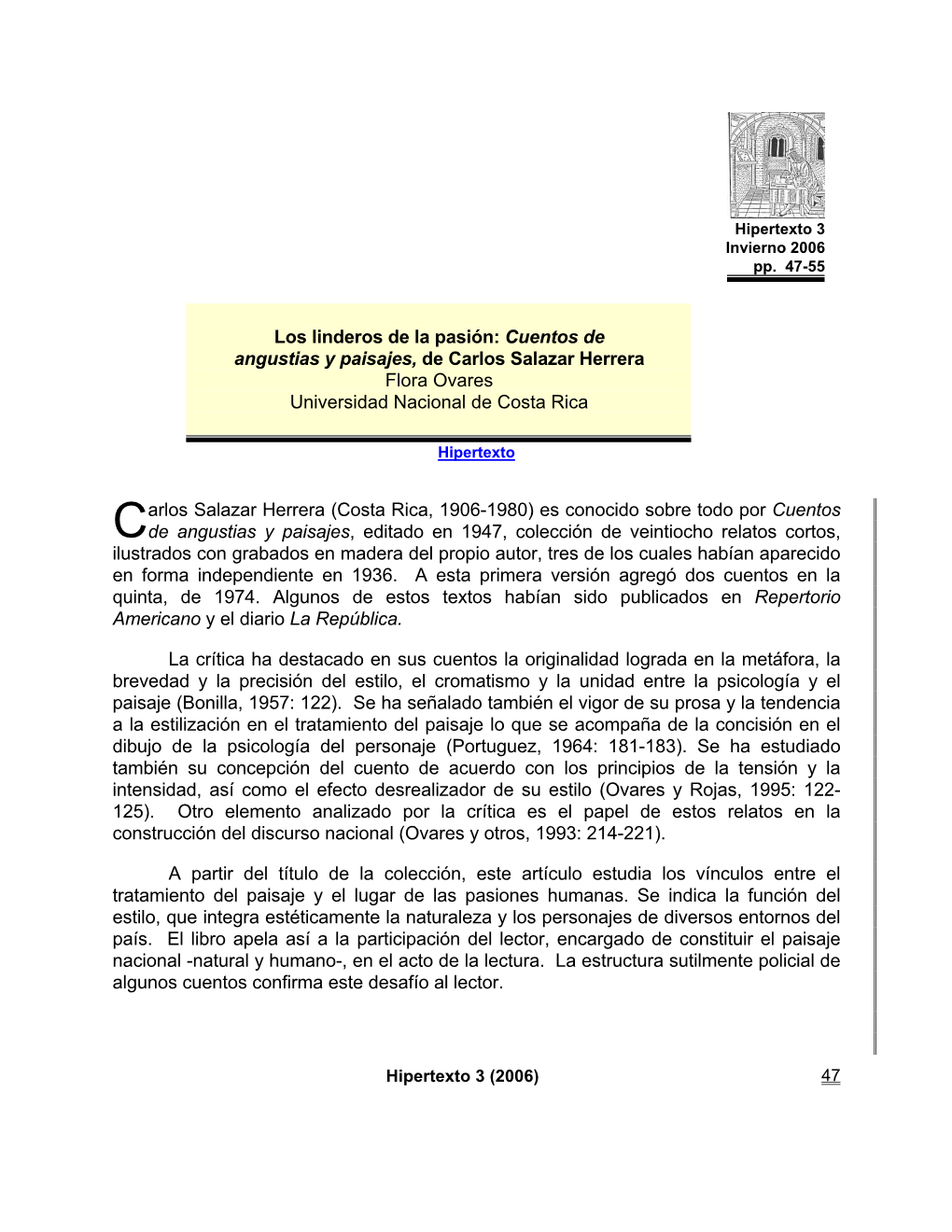 Cuentos De Angustias Y Paisajes, De Carlos Salazar Herrera Flora Ovares Universidad Nacional De Costa Rica