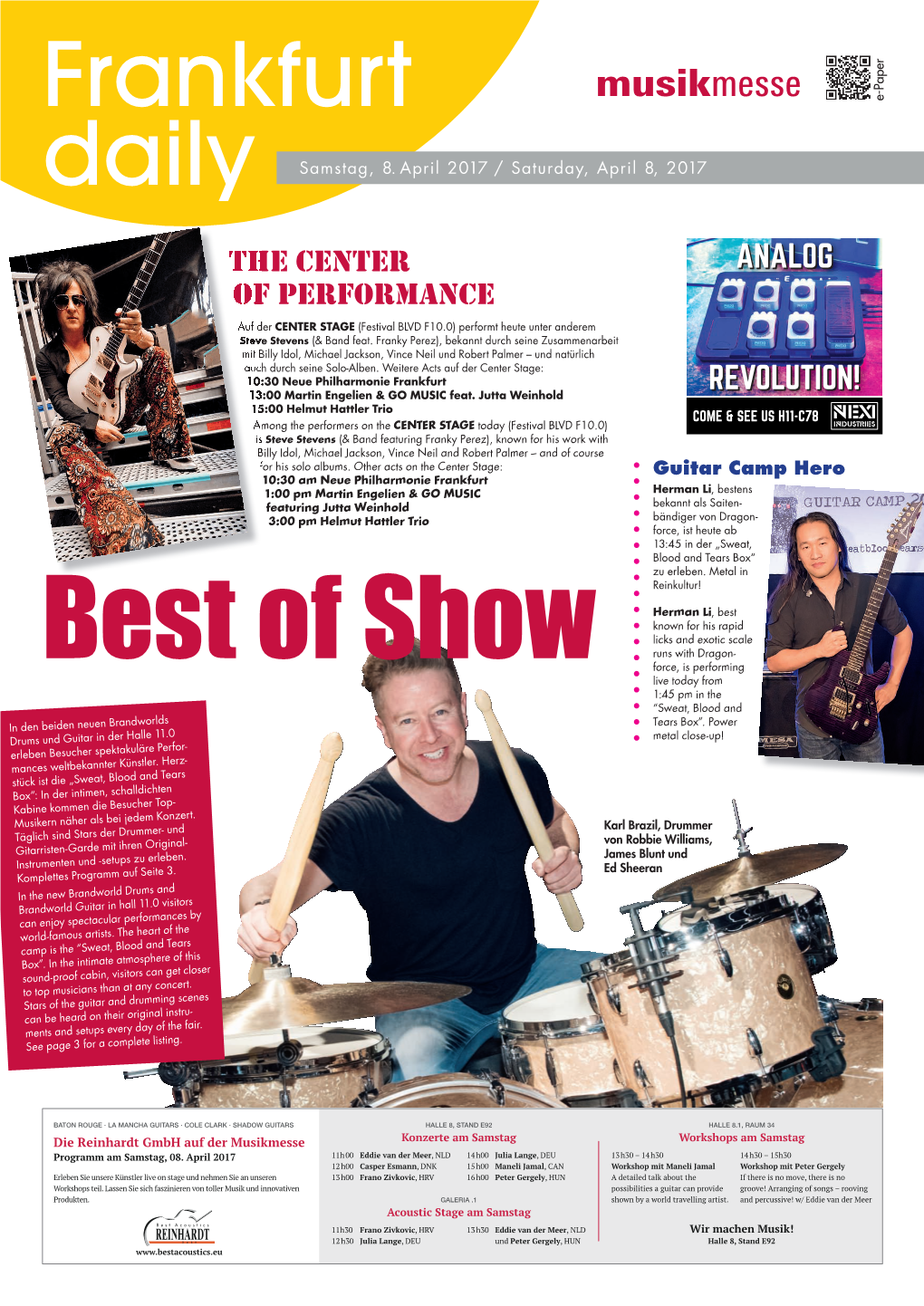 The Center of Performance Auf Der CENTER STAGE (Festival BLVD F10.0) Performt Heute Unter Anderem Steve Stevens (& Band Feat