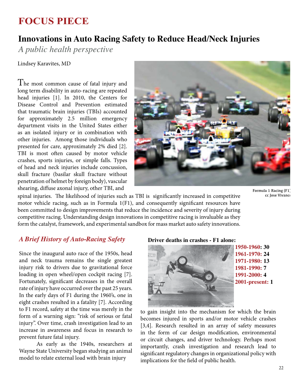FOCUS PIECE Innovations in Auto Racing Safety to Reduce Head/Neck Injuries a Public Health Perspective