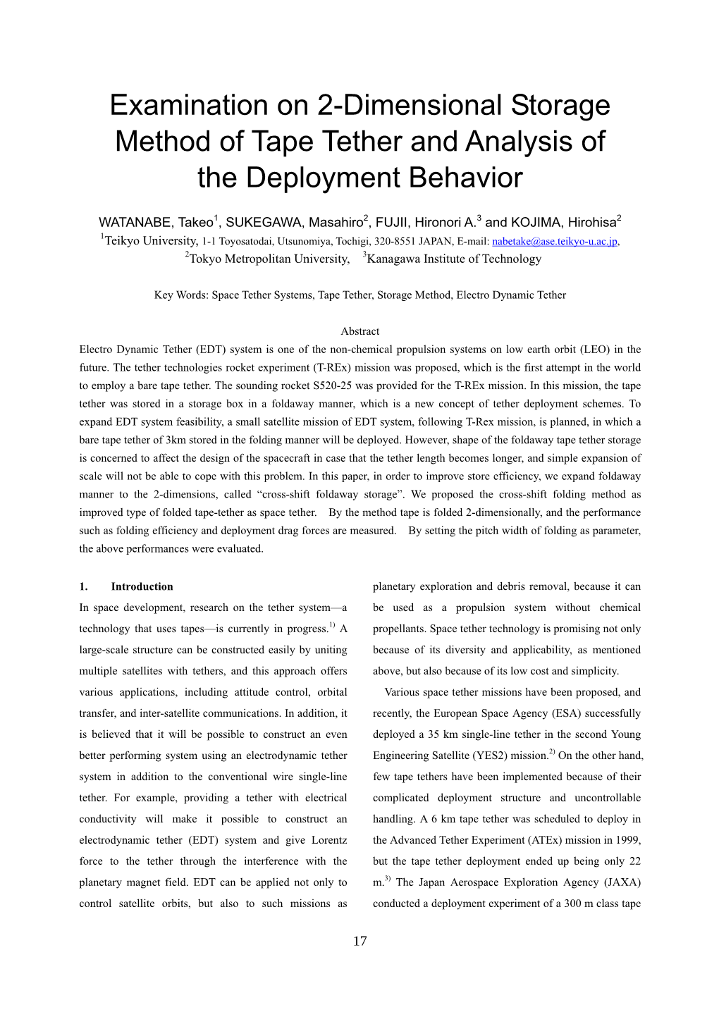 Examination on 2-Dimensional Storage Method of Tape Tether and Analysis of the Deployment Behavior