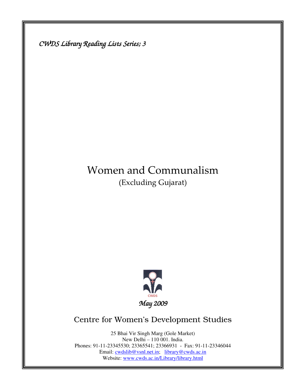 Women and Communalism (Excluding Gujarat)