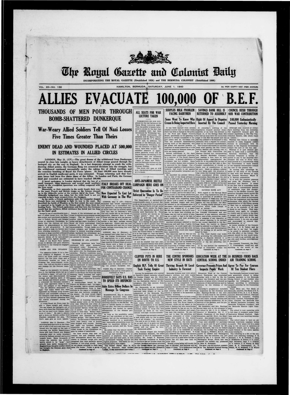 THOUSANDS of MEN POUR THROUGH BOMB-SHATTERED DUNKERQUE War-Weary Allied Soldiers Tell of Nazi Losses Five Times Greater Than