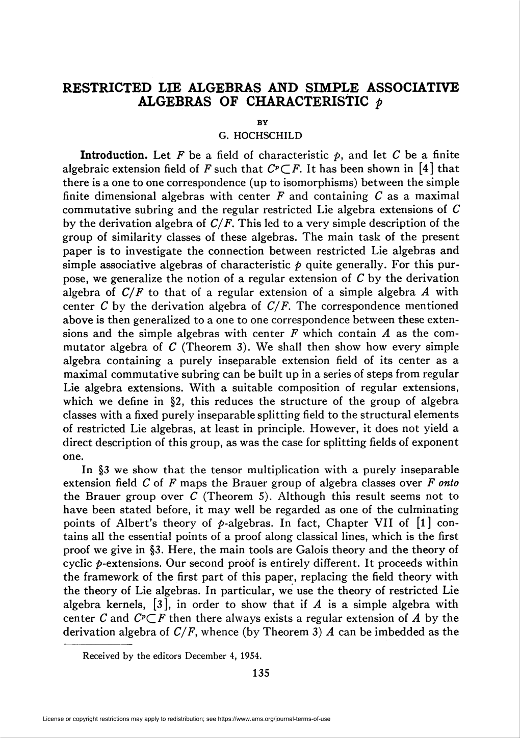 RESTRICTED LIE ALGEBRAS and SIMPLE ASSOCIATIVE ALGEBRAS of Characteristicp