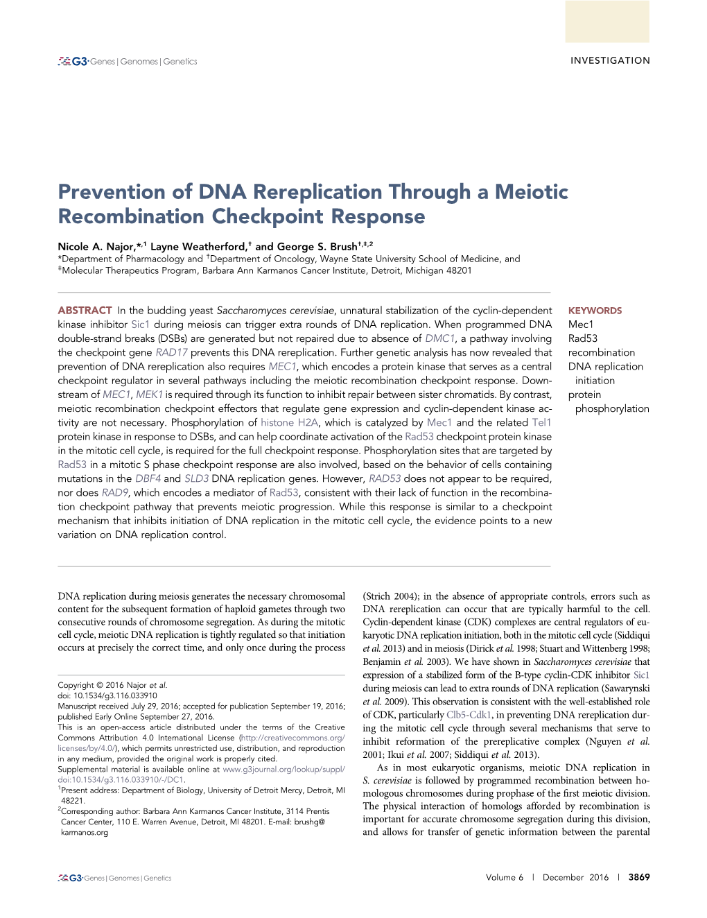 Prevention of DNA Rereplication Through a Meiotic Recombination Checkpoint Response