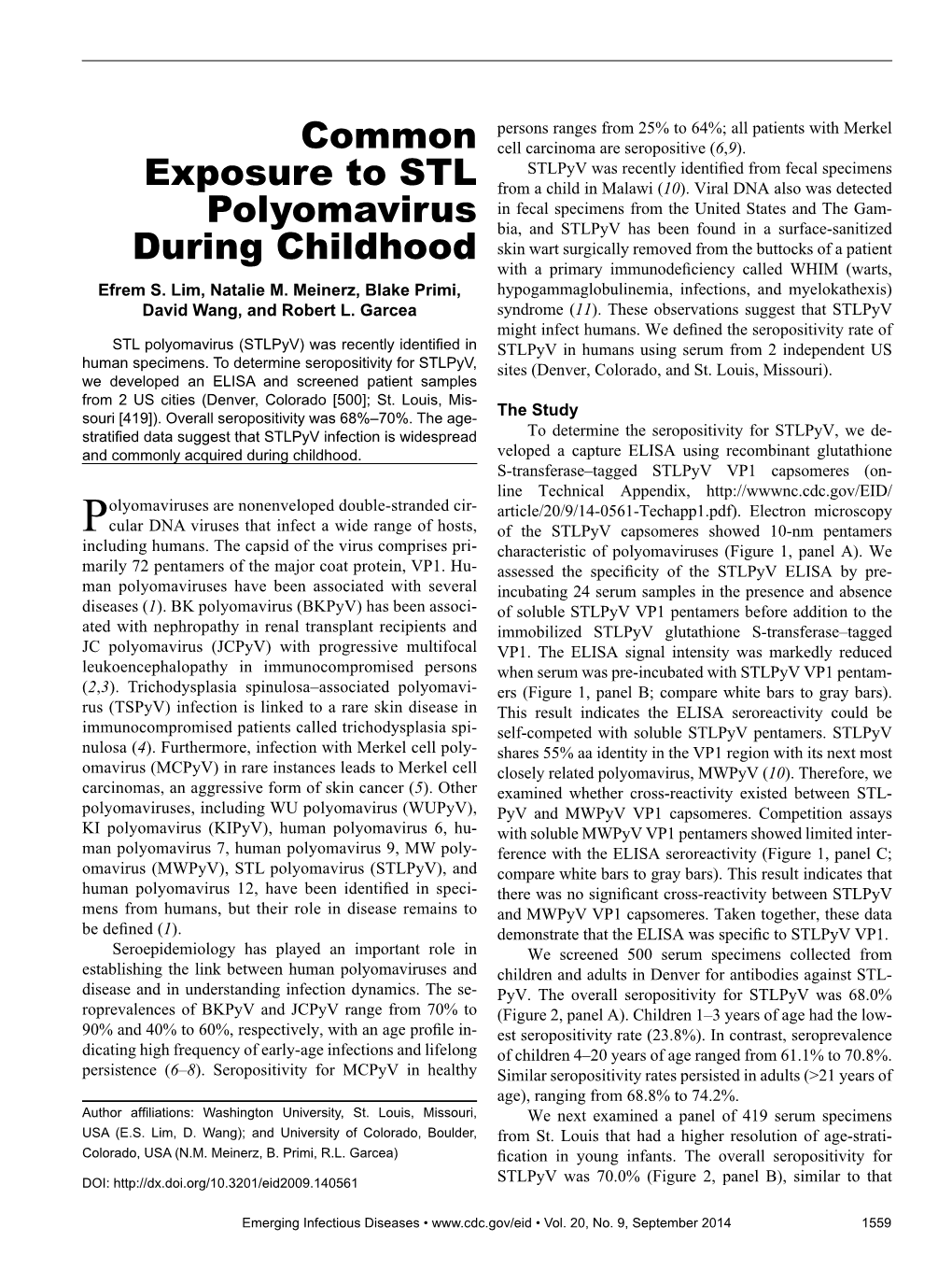 Common Exposure to STL Polyomavirus During Childhood