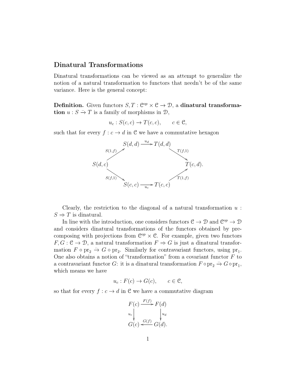 Dinatural Transformations