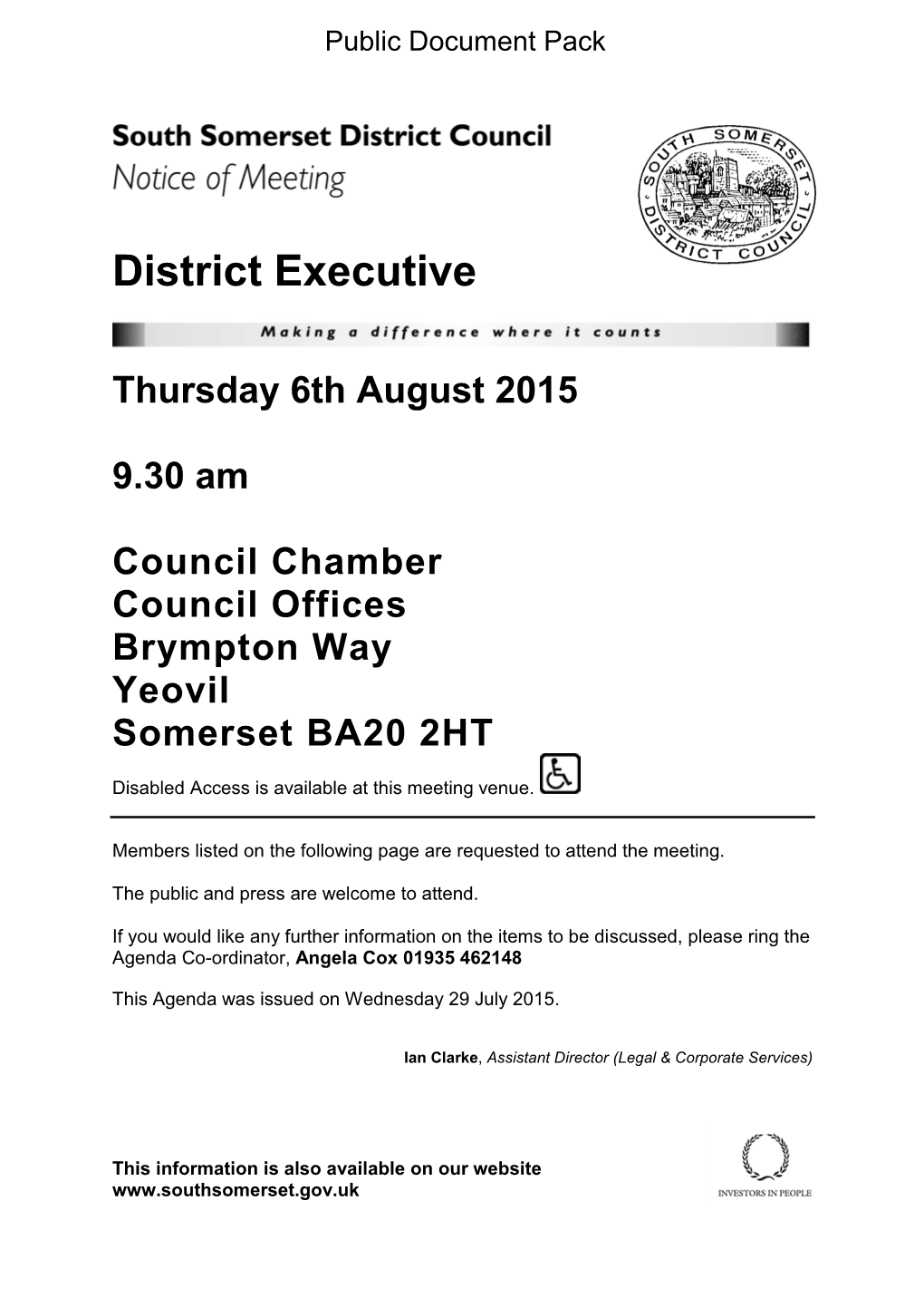 (Public Pack)Agenda Document for District Executive, 06/08/2015 09:30