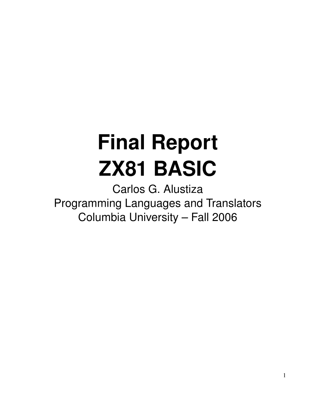 Final Report ZX81 BASIC Carlos G