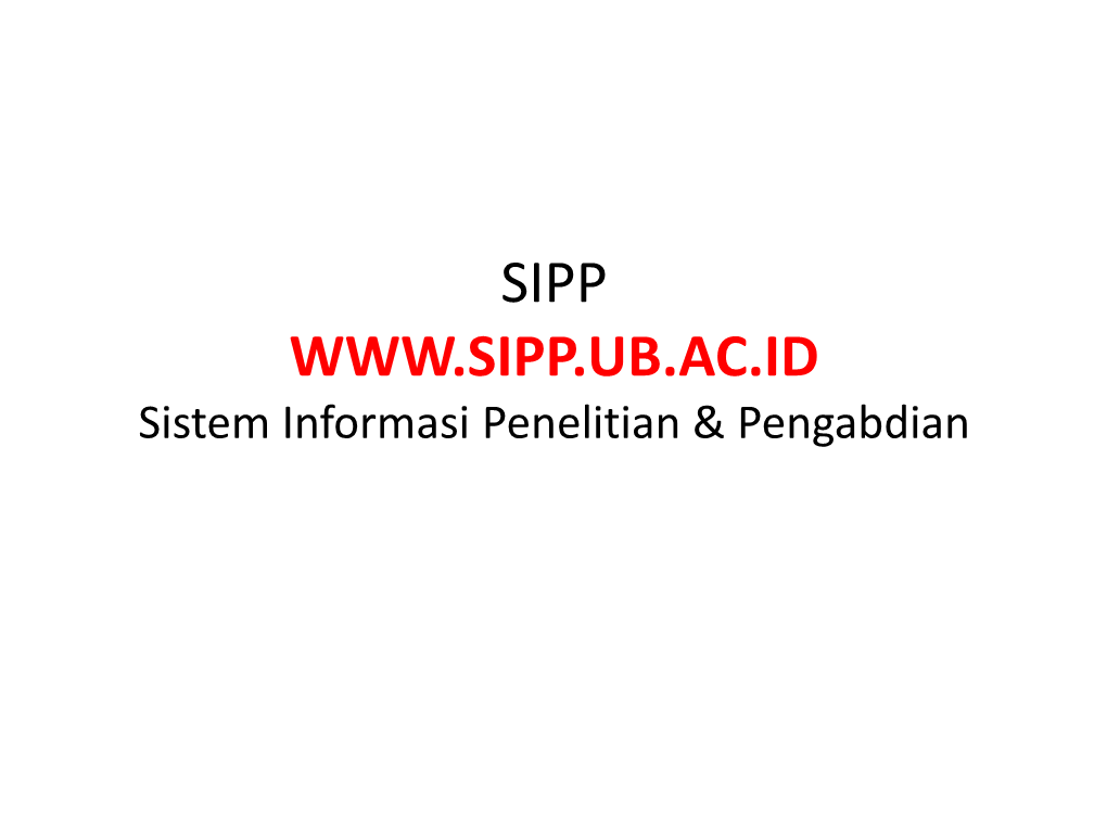 Fitur SIPP (Sistem Informasi Penelitian & Pengabdian