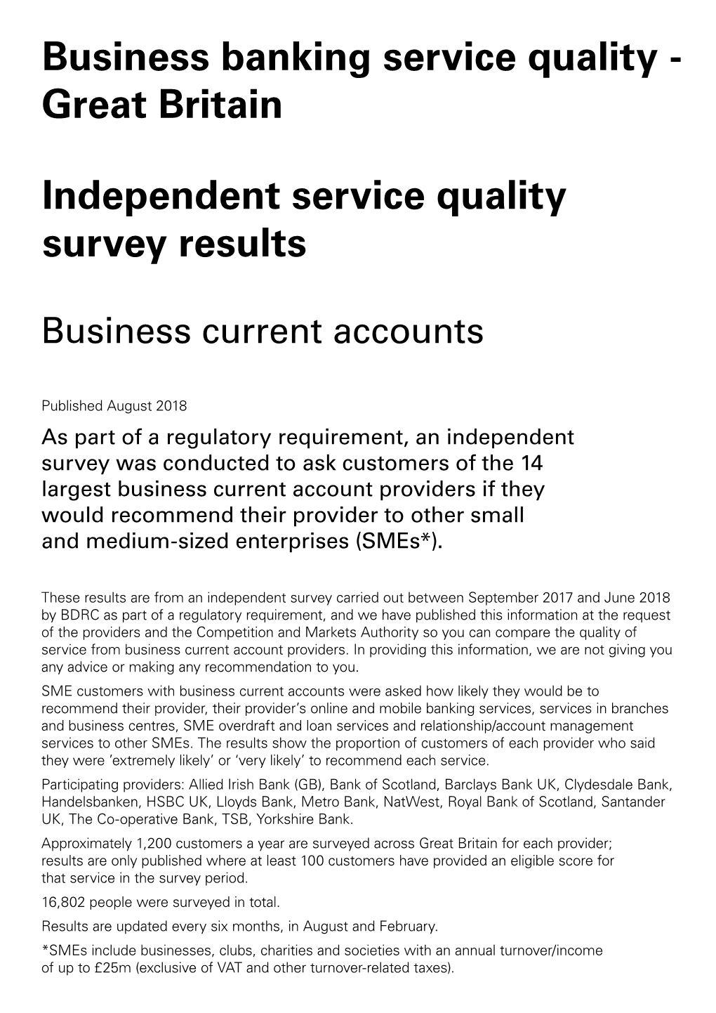 Great Britain Independent Service Quality Survey Results