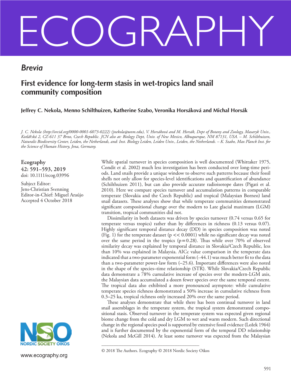 First Evidence for Long-Term Stasis in Wet-Tropics Land Snail Community Composition