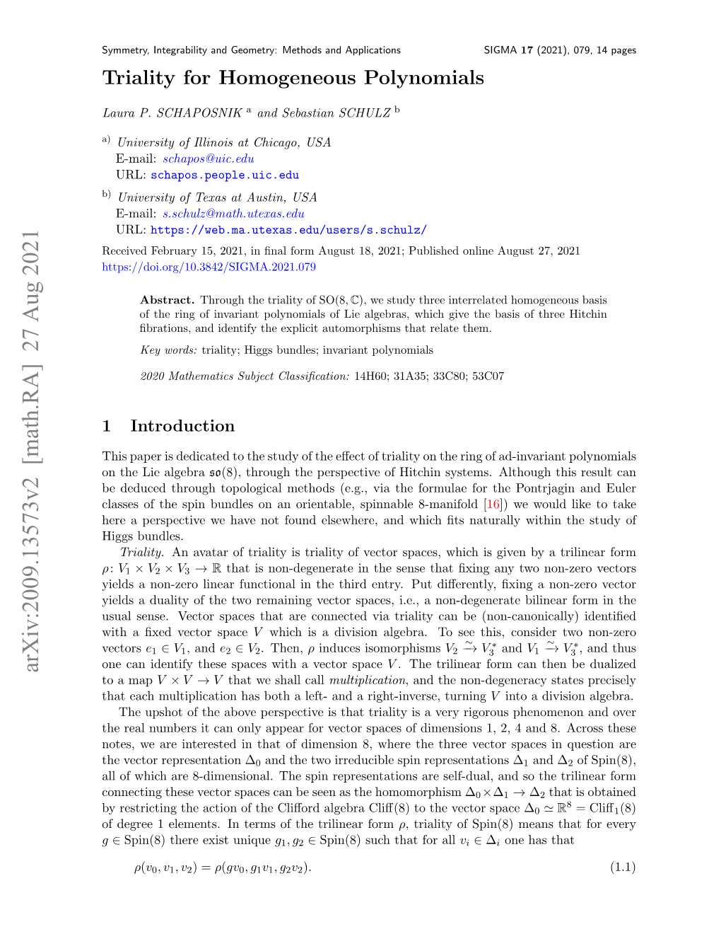 Arxiv:2009.13573V2 [Math.RA] 27 Aug 2021