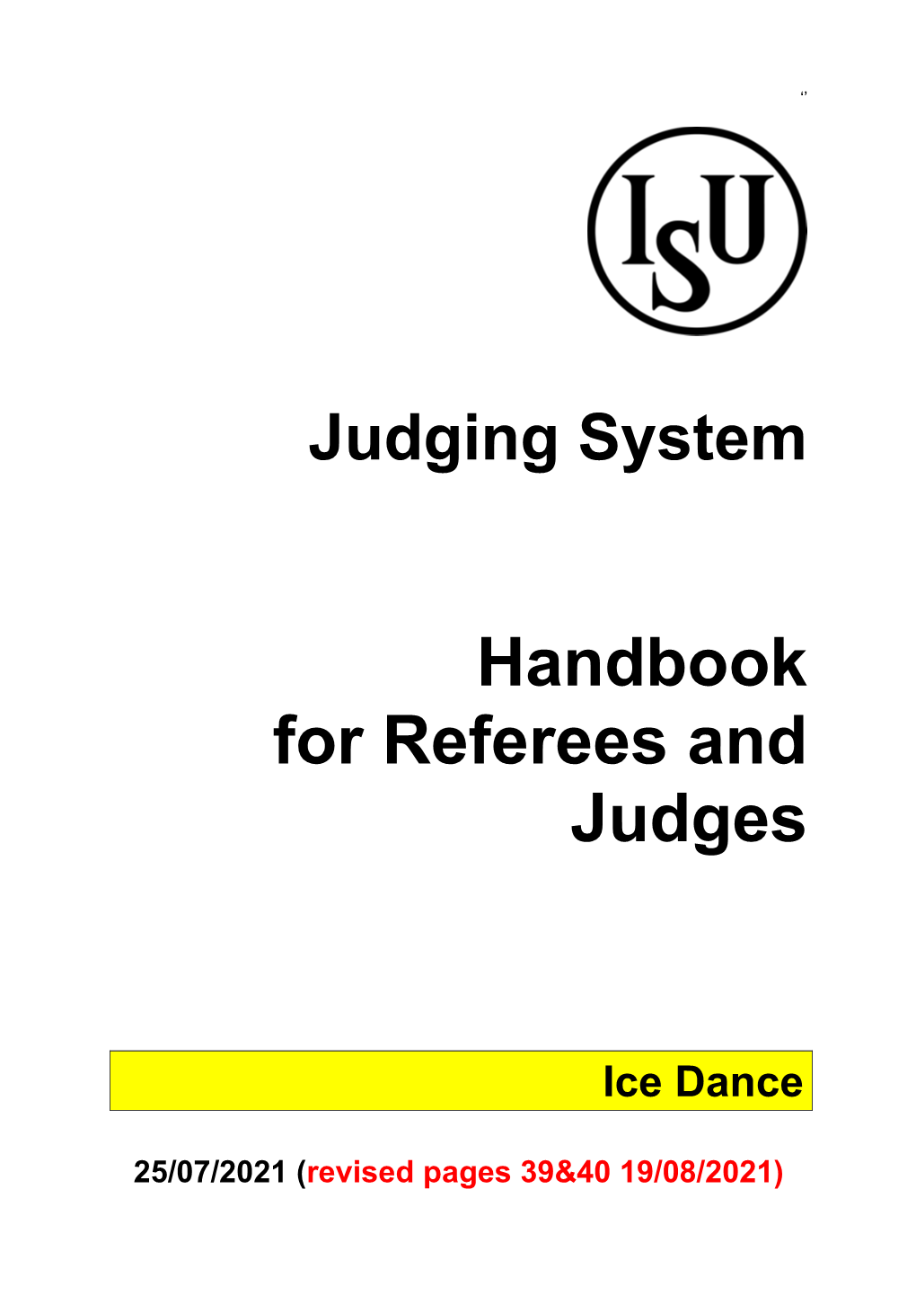 Handbook for Ice Dance Referees and Judges