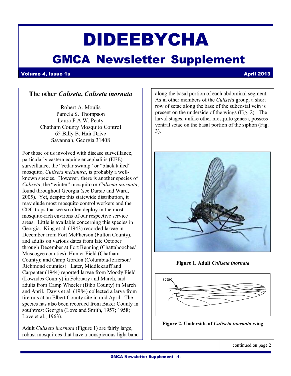 DIDEEBYCHA GMCA Newsletter Supplement Volume 4, Issue 1S April 2013