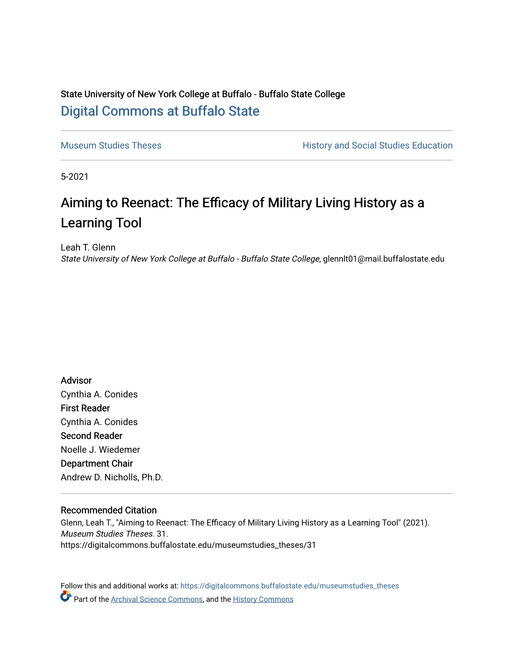 Aiming to Reenact: the Efficacy of Military Living History As a Learning Tool