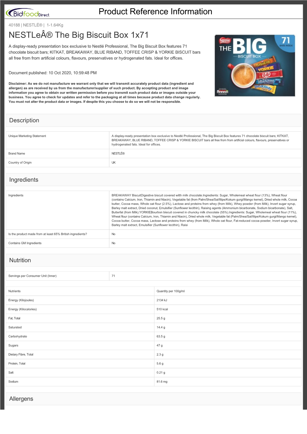 OPRI Product Data Sheet