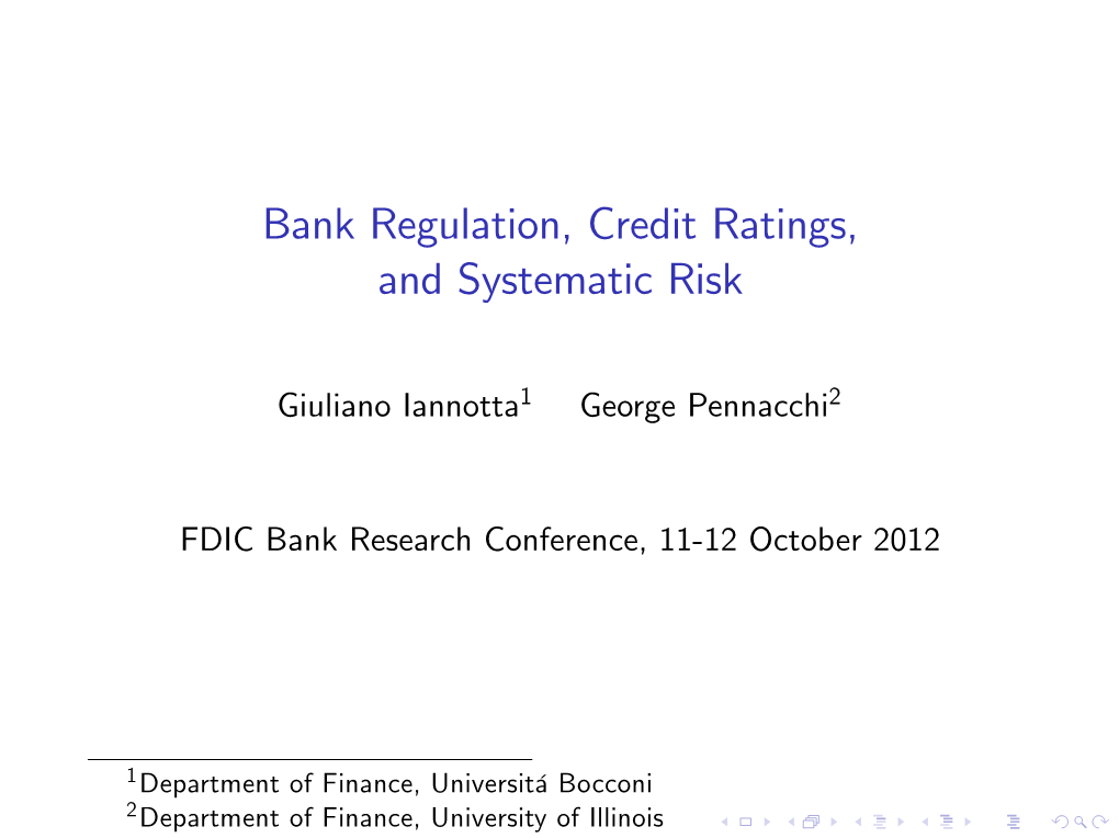Bank Regulation, Credit Ratings and Systematic Risk
