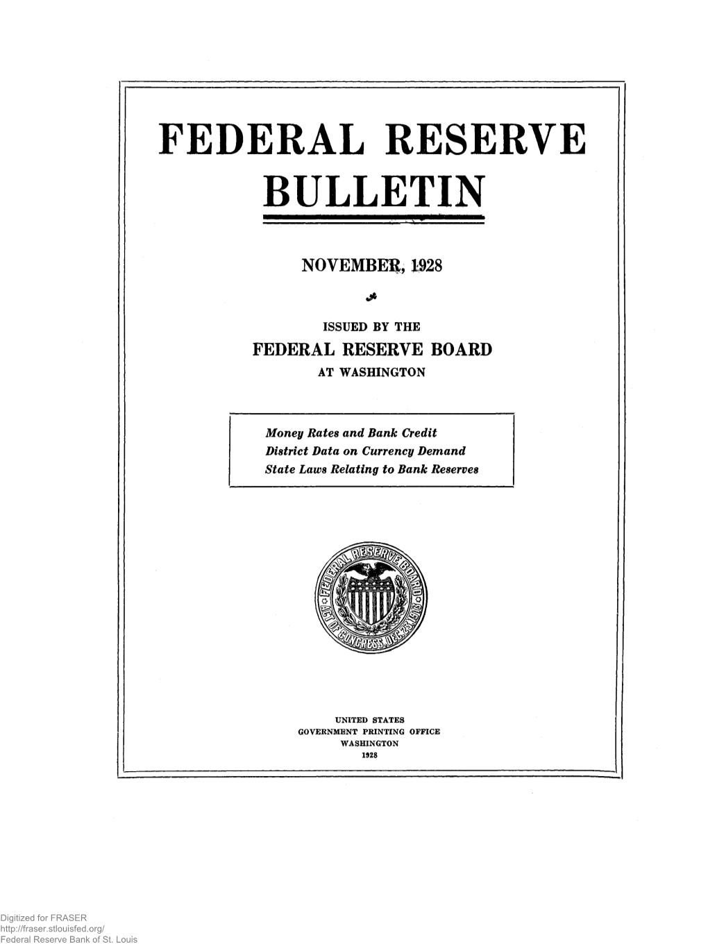 Federal Reserve Bulletin November 1928