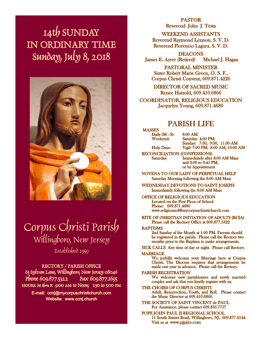 Corpus Christi Parish 2Nd Sunday of the Month at 1:00 PM